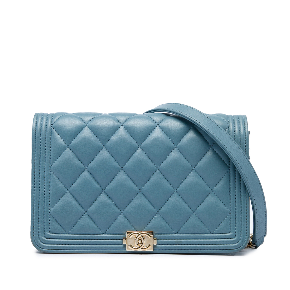 Pre-Loved Chanel Quilted Lambskin Boy Wallet On Chain